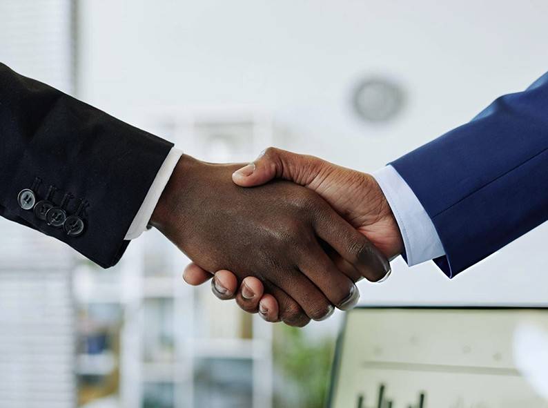 African business professional looking ahead confidently