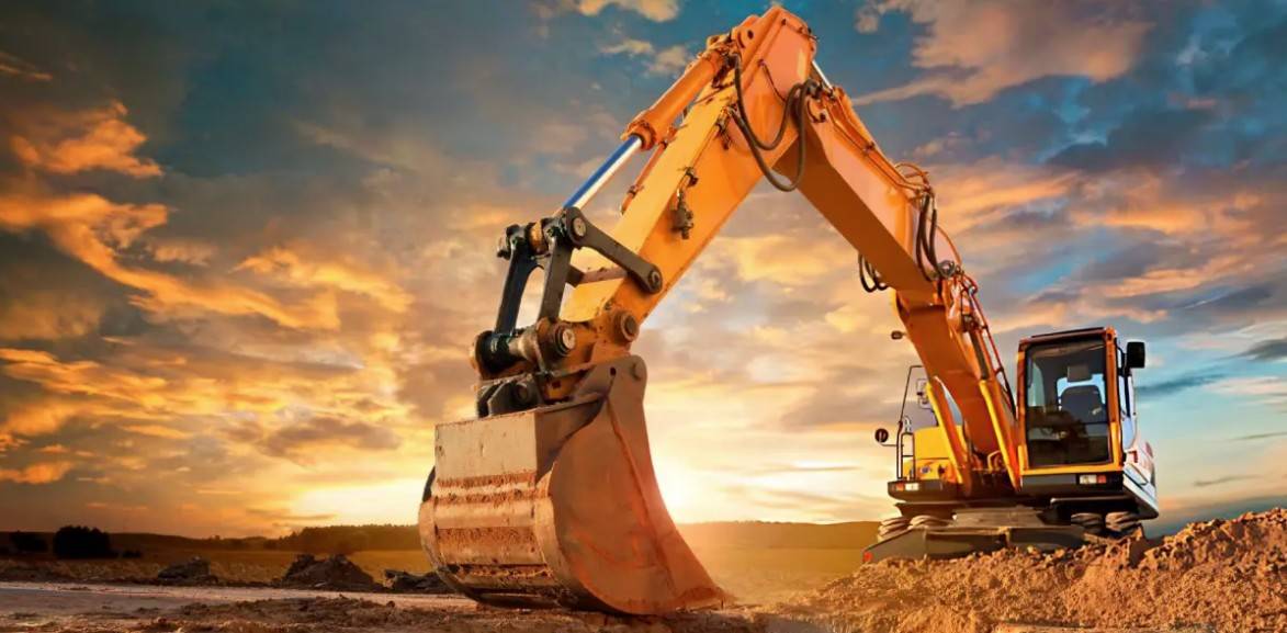 Modern construction machinery at work on a building site